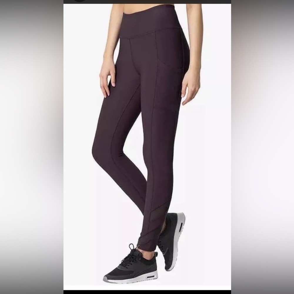 Mondetta Leggings Size L Women's Active High Waisted Yoga Purple Stash Pockets